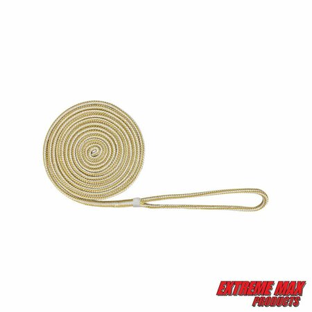 EXTREME MAX Extreme Max 3006.2081 BoatTector Double Braid Nylon Dock Line - 3/8" x 15', White & Gold 3006.2081